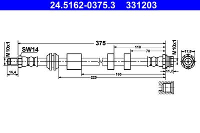 ATE 24.5162-0375.3 Тормозной шланг  для VOLVO V60 (Вольво В60)
