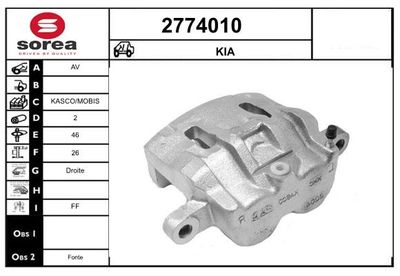 EAI 2774010 Тормозной суппорт  для KIA CARNIVAL II (GQ) 2.5 V6