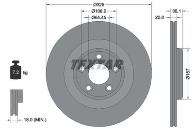 Тормозной диск TEXTAR 92319905 для JAGUAR F-TYPE