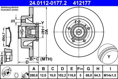 Тормозной диск ATE 24.0112-0177.2 для OPEL VIVARO