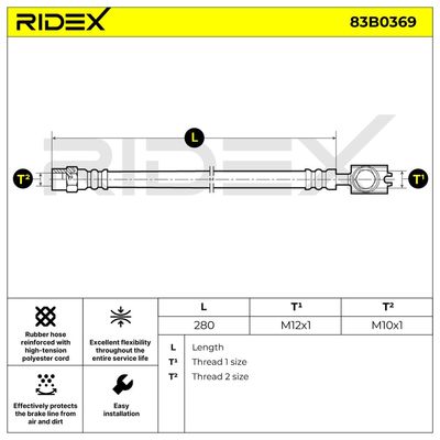 спирачен маркуч RIDEX 83B0369