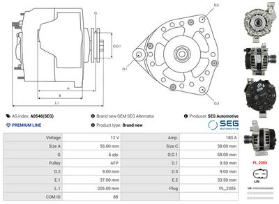 GENERATOR / ALTERNATOR AS-PL A0546SEG 4