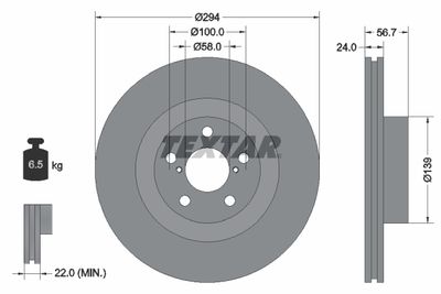 Тормозной диск TEXTAR 92139500 для SUBARU XV