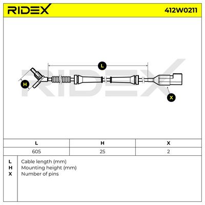датчик, обороти на колелото RIDEX 412W0211
