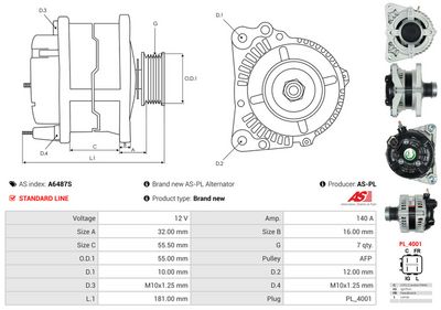 GENERATOR / ALTERNATOR AS-PL A6487S 4