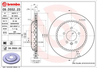 Bromsskiva BREMBO 09.D552.23