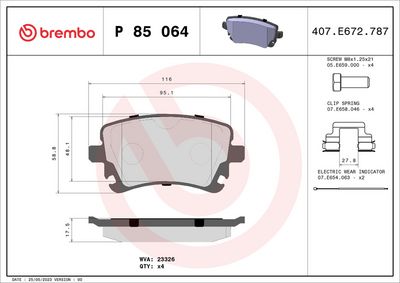 Комплект тормозных колодок, дисковый тормоз P 85 064