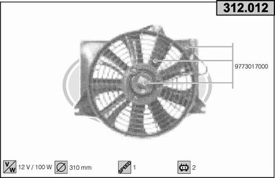 Вентилятор, охлаждение двигателя AHE 312.012 для HYUNDAI MATRIX