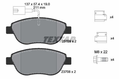 Комплект тормозных колодок, дисковый тормоз TEXTAR 2370901 для FIAT GRANDE