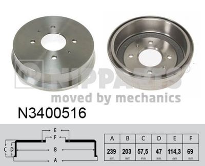 NIPPARTS N3400516 Тормозной барабан  для MITSUBISHI COLT VI (Z3_A, Z2_A) 1.3 LPG