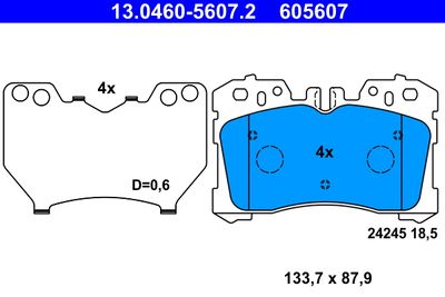 Комплект тормозных колодок, дисковый тормоз ATE 13.0460-5607.2 для LEXUS LS