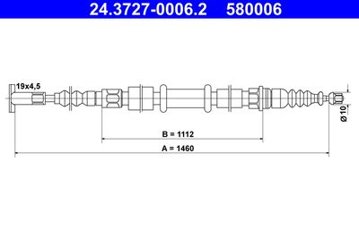 Тросик, cтояночный тормоз ATE 24.3727-0006.2 для ALFA ROMEO 146