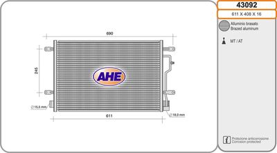 AHE 43092 Радиатор кондиционера  для AUDI A4 B6 Avant (8E5) 2.5 TDI quattro