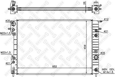 Радиатор, охлаждение двигателя STELLOX 10-25247-SX для OPEL OMEGA