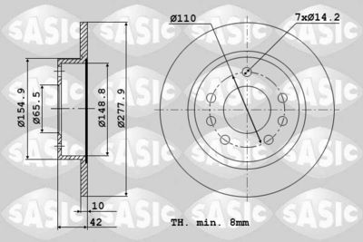 SASIC 6106142 Тормозные диски  для OPEL ASTRA H GTC (A04) 2.0 Turbo (L08)