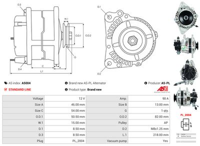GENERATOR / ALTERNATOR AS-PL A5004 5