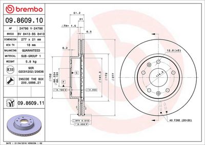 BREMSSCHEIBE BREMBO 09860911 1