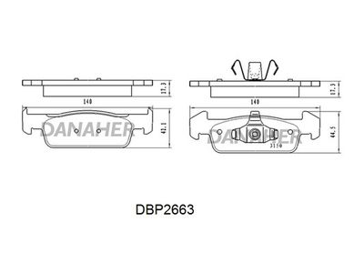 Комплект тормозных колодок, дисковый тормоз DANAHER DBP2663 для DACIA LOGAN
