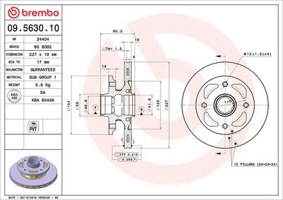 BREMSSCHEIBE BREMBO 09563010 1