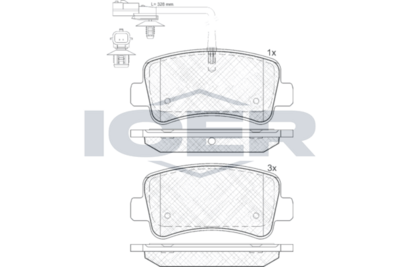 комплект спирачно феродо, дискови спирачки ICER