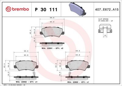 Brake Pad Set, disc brake P 30 111