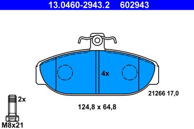Комплект тормозных колодок, дисковый тормоз ATE 13.0460-2943.2 для VOLVO 740