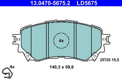 Комплект тормозных колодок, дисковый тормоз ATE 13.0470-5675.2 для MAZDA 6