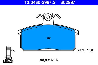 Комплект тормозных колодок, дисковый тормоз ATE 13.0460-2997.2 для SUZUKI VITARA