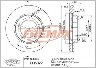 Тормозной диск FREMAX BD-5029 для CHEVROLET C3500