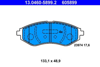 Комплект тормозных колодок, дисковый тормоз ATE 13.0460-5899.2 для DAEWOO KALOS