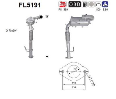 Filtr sadzy / filtr cząstek stałych, układ wydechowy AS FL5191