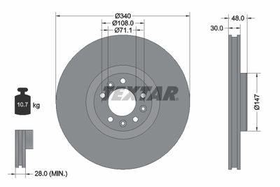 Тормозной диск TEXTAR 92256003 для CITROËN C6