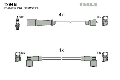Комплект проводов зажигания TESLA T294B для OPEL CAMPO