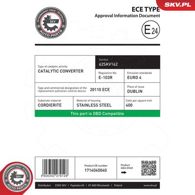 Katalyzátor ESEN SKV 62SKV162