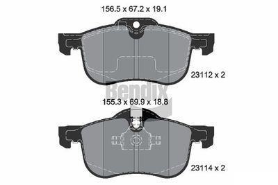 Комплект тормозных колодок, дисковый тормоз BENDIX Braking BPD1925 для MG (SAIC) 550
