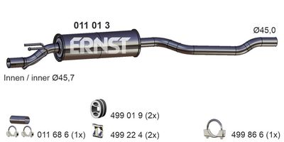 ERNST 011013 Глушитель выхлопных газов  для OPEL CORSA B (S93) 1.4 i (F08, F68, M68)