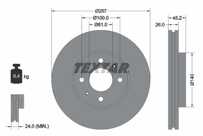 Тормозной диск TEXTAR 92096700 для NISSAN 100NX