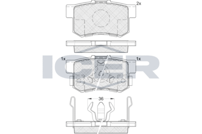 Комплект тормозных колодок, дисковый тормоз ICER 181718 для HONDA ELEMENT