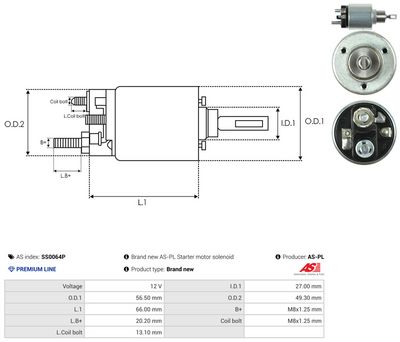 Elektromagnetický spínač, startér AS-PL SS0064P