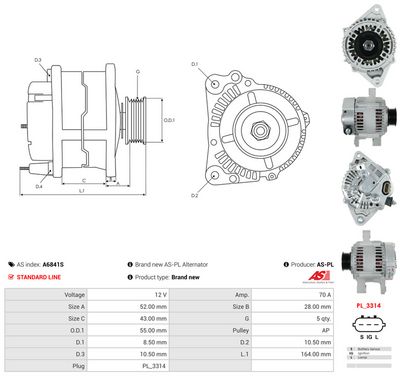 GENERATOR / ALTERNATOR AS-PL A6841S 4