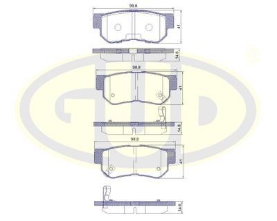 Комплект тормозных колодок, дисковый тормоз G.U.D. GBP880157 для HYUNDAI MATRIX