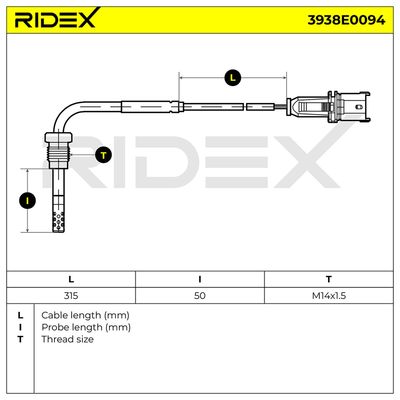 датчик, температура на изгорелите газове RIDEX 3938E0094