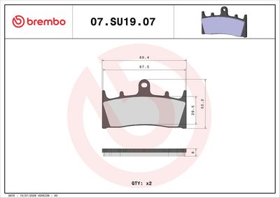 Bromsbeläggssats, skivbroms BREMBO 07SU1907