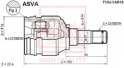 Шарнирный комплект, приводной вал ASVA TYIU-YAR15 для TOYOTA ALLION