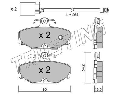 Комплект тормозных колодок, дисковый тормоз TRUSTING 097.1W для FORD SCORPIO
