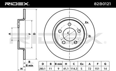 спирачен диск RIDEX 82B0121