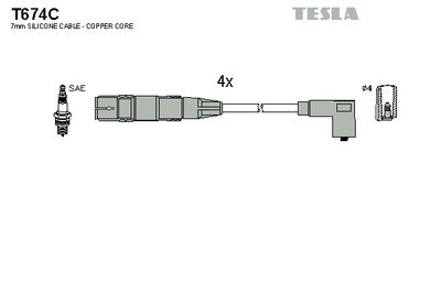 Комплект проводов зажигания TESLA T674C для VW BORA