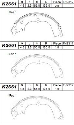 Комплект тормозных колодок ASIMCO K2661 для DAIHATSU ROCKY
