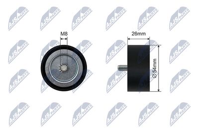Įtempiklio skriemulys, V formos rumbuotas diržas
