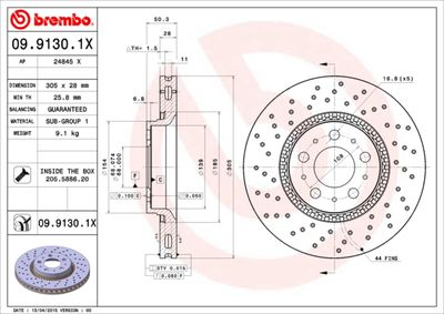 Bromsskiva BREMBO 0991301X